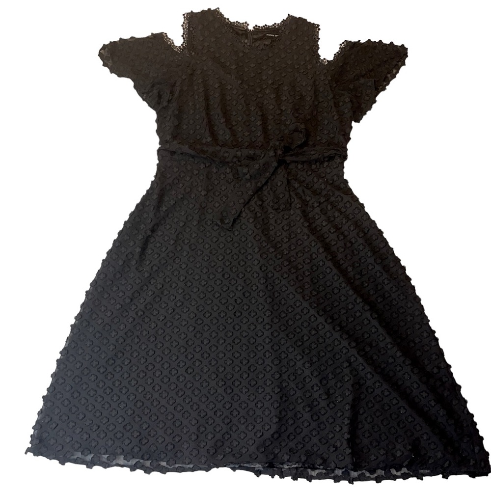 Ivanka Trump Black Lace Cocktail Dress with Tie Belt